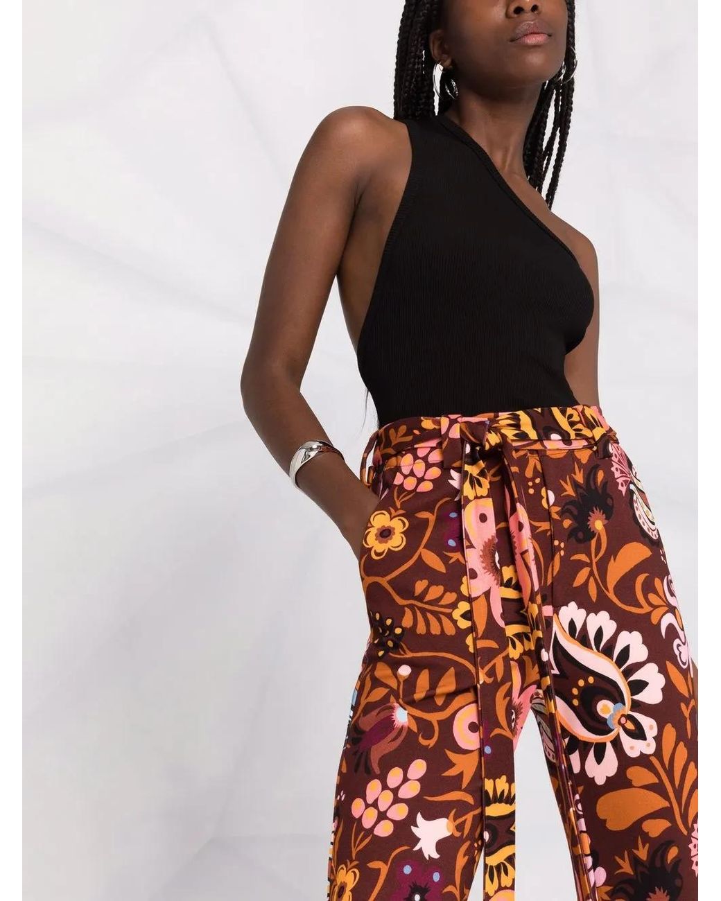 LaDoubleJ Floral Belted Flared Trousers