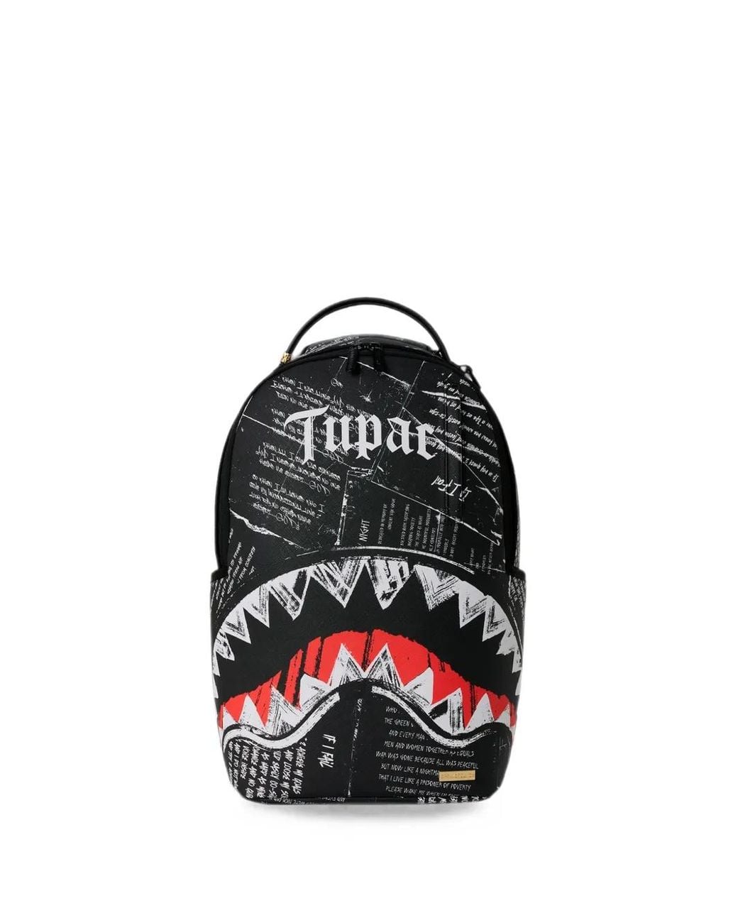 Sprayground Black X Tupac Poetry Shark-Print Backpack for men
