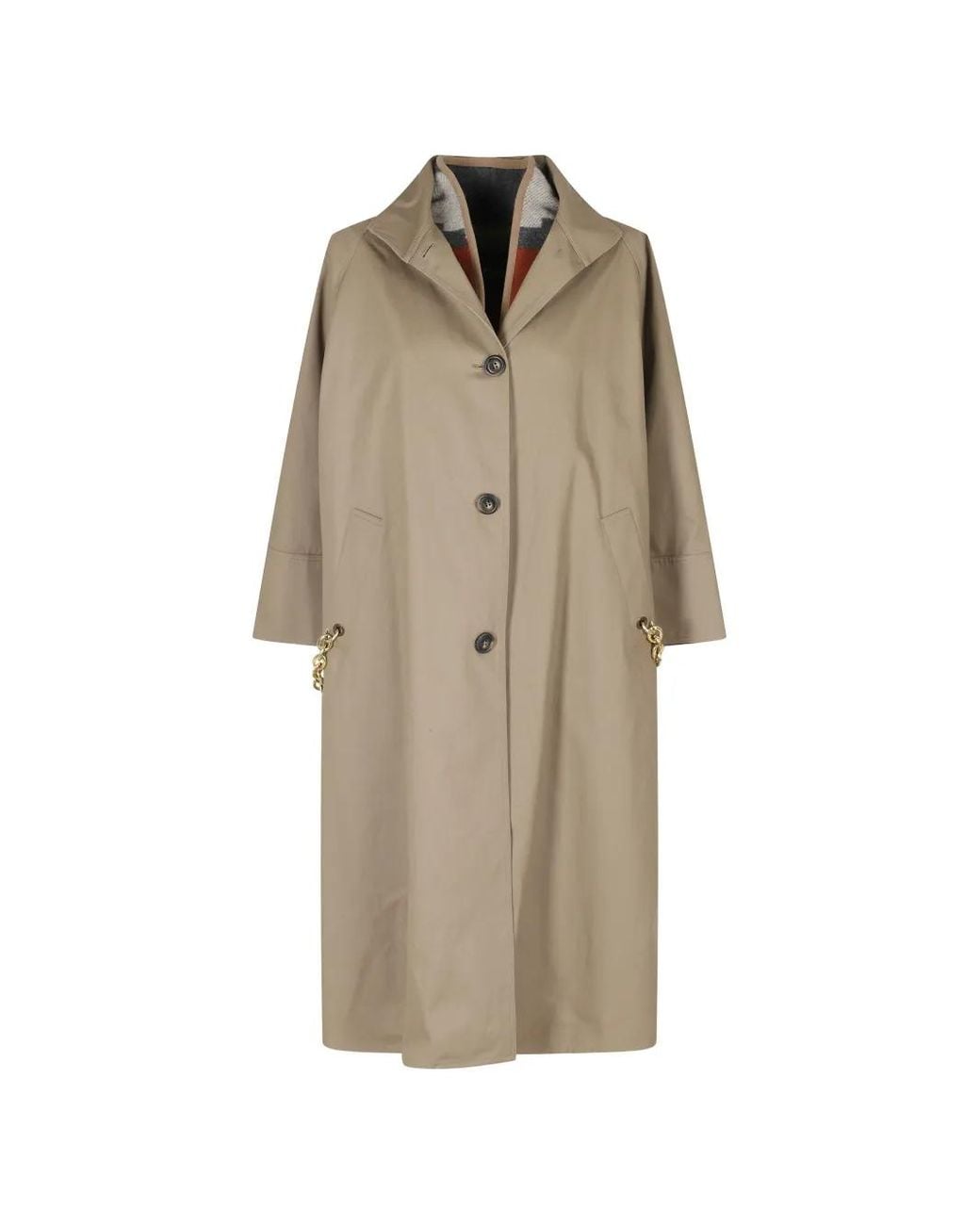 Bazar Deluxe Natural Button-Front Trench Coat