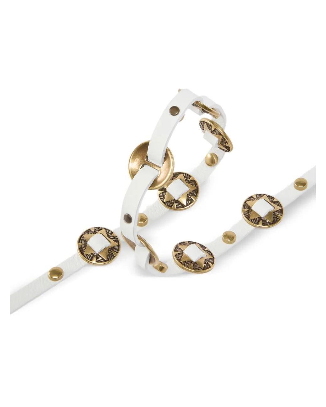 Pinko White Pasco Belt With Engraved Metal Plates 1Cm