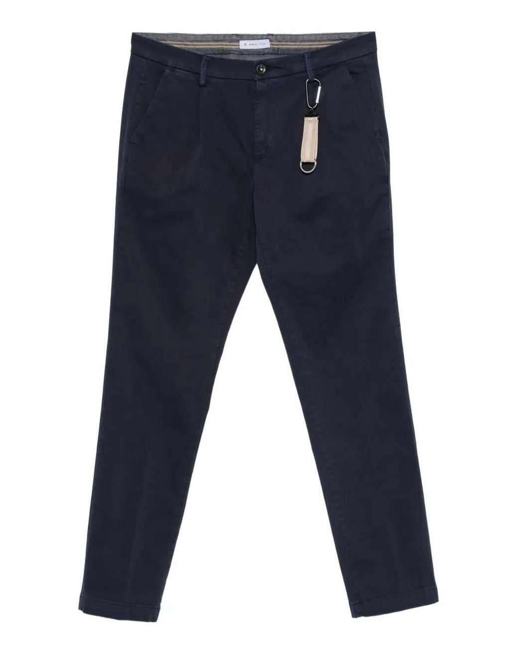 Manuel Ritz Blue Pleated Twill Chino Trousers for men