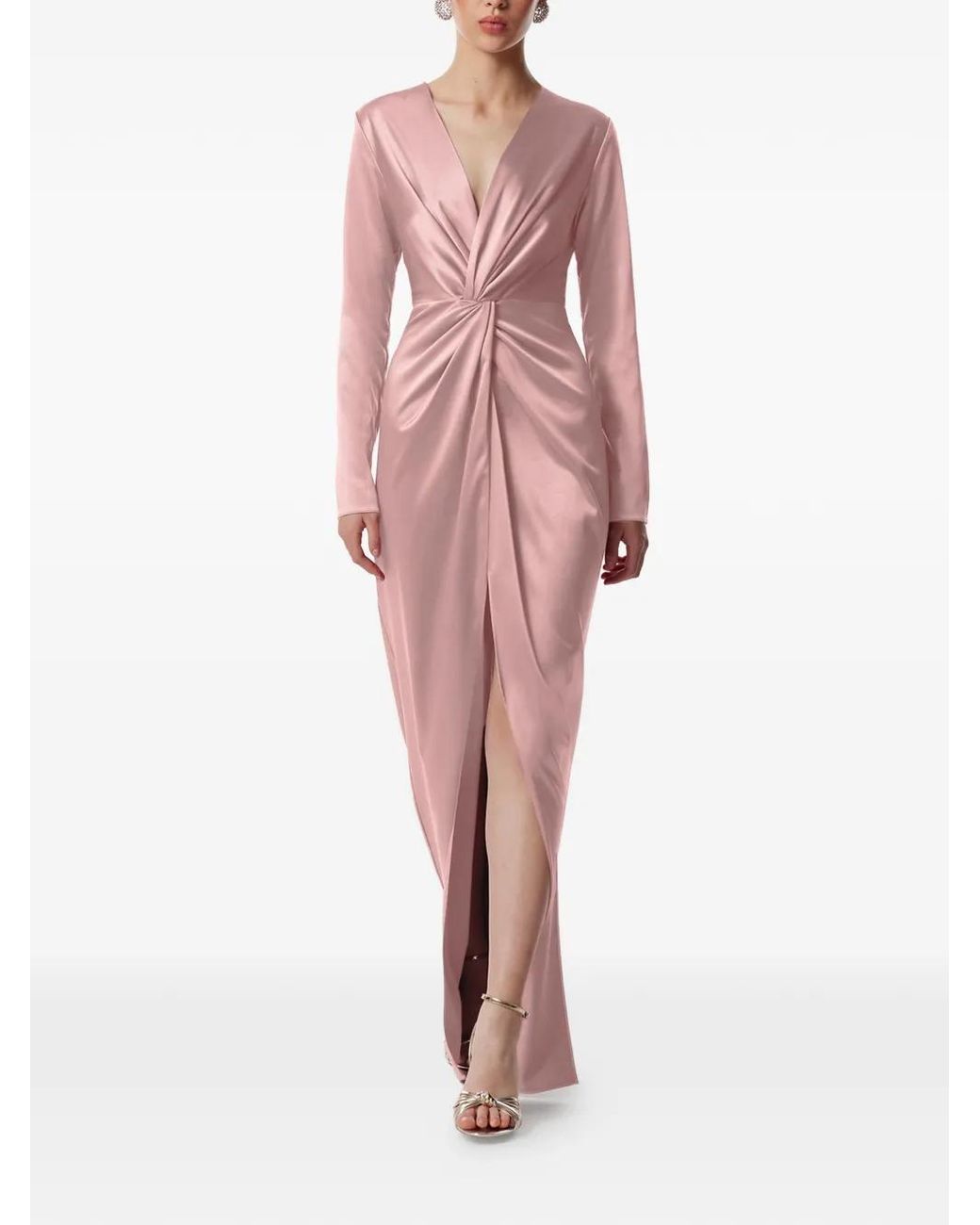 Framboise Pink Twisted V-Neck Dress