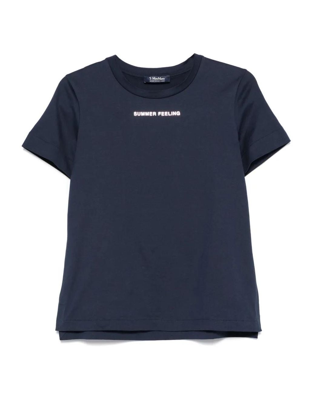 Max Mara Blue Logo Cotton T-Shirt
