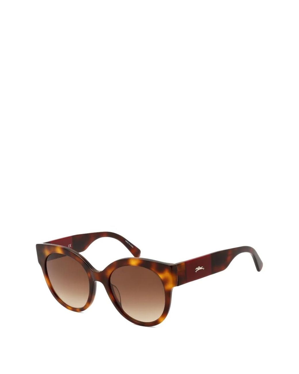 Longchamp Brown Tortoiseshell-Effect Round-Frame Sunglasses