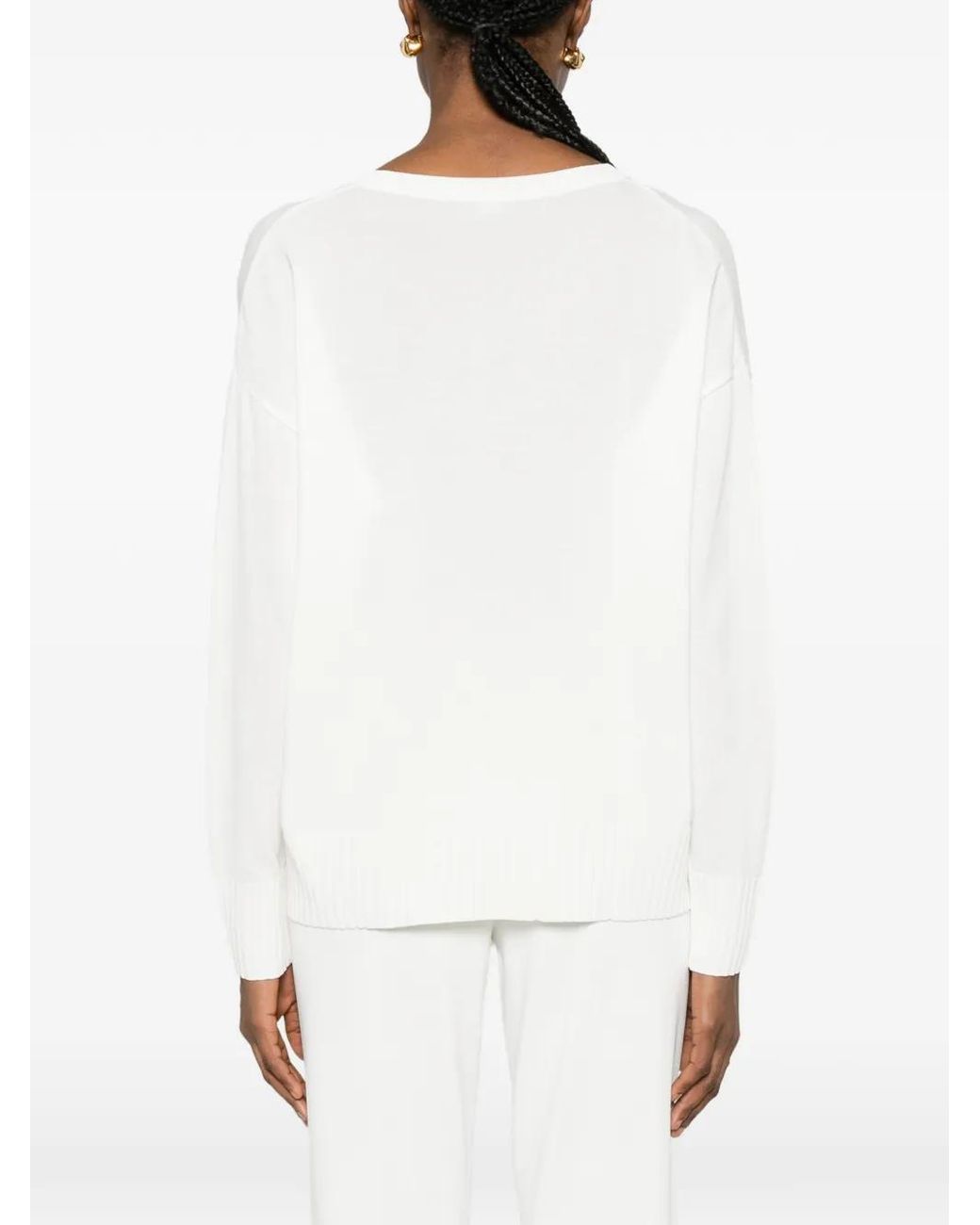 Neera White V-Neck Side-Slit Top