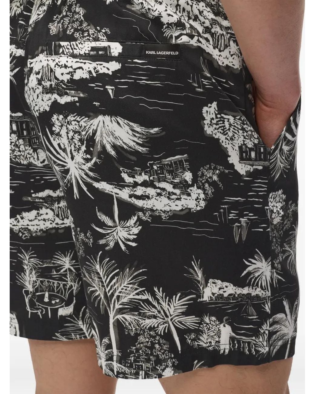 Karl Lagerfeld Gray All-Over Print Shorts for men
