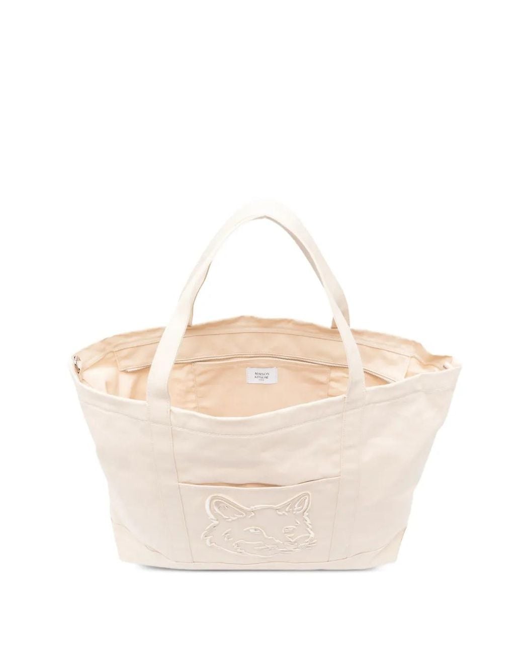 Maison Kitsuné Natural Fox Head Xl Canvas Tote