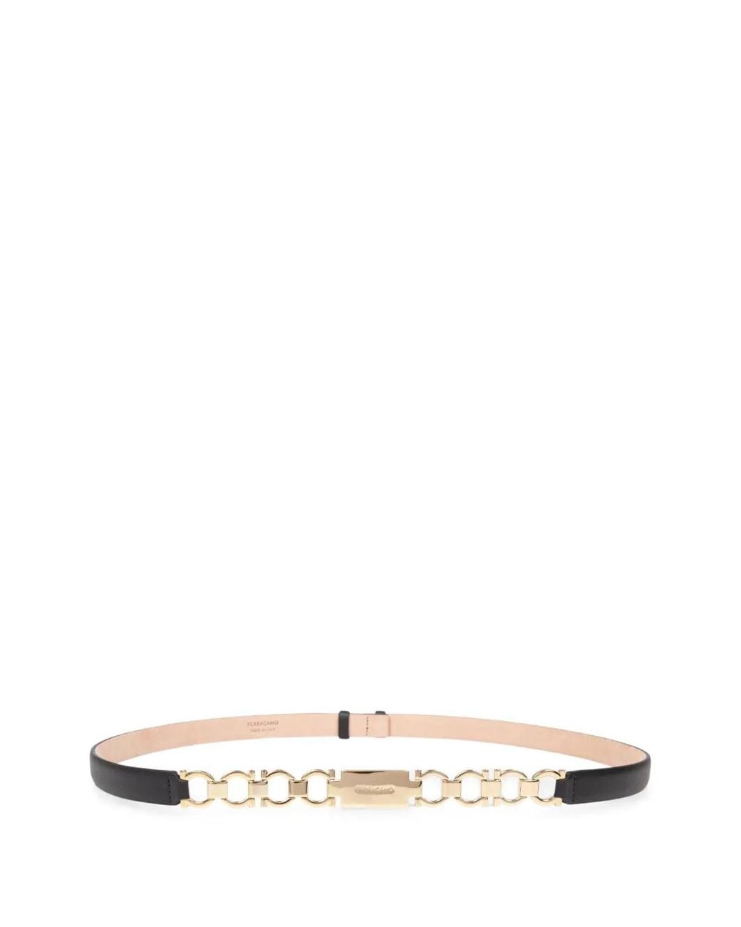 Ferragamo White Gancini Extendable Leather Belt