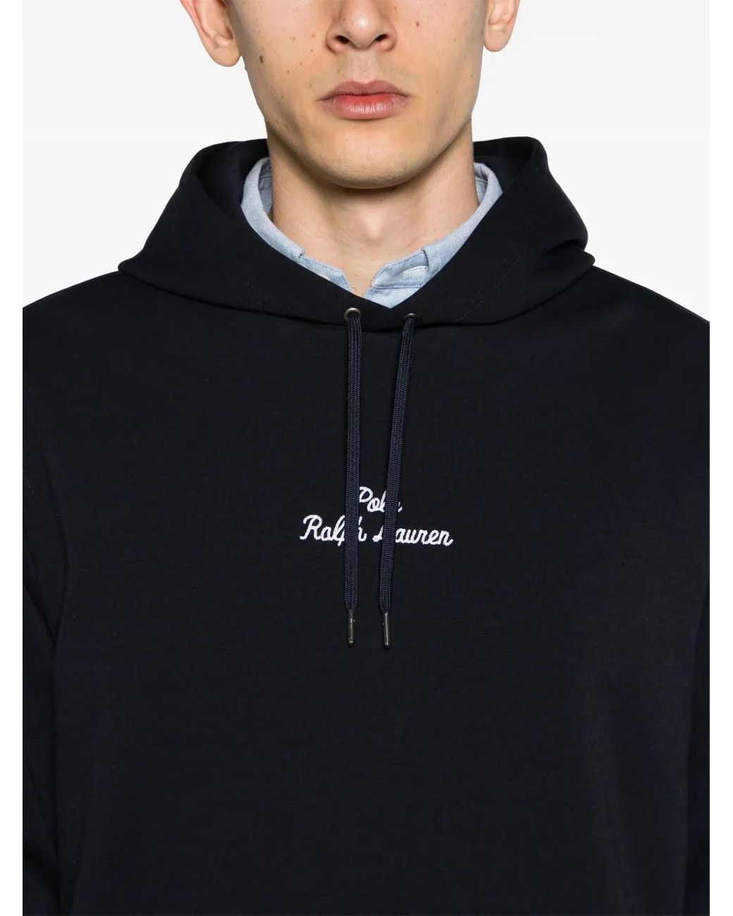 Polo Ralph Lauren Blue Logo-Embroidered Cotton Hoodie for men
