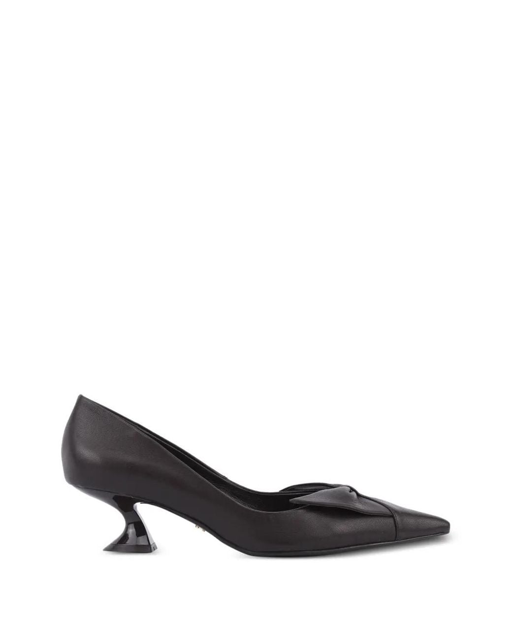 Lola Cruz Black Manuela Bow-Detail Pointed-Toe Pumps