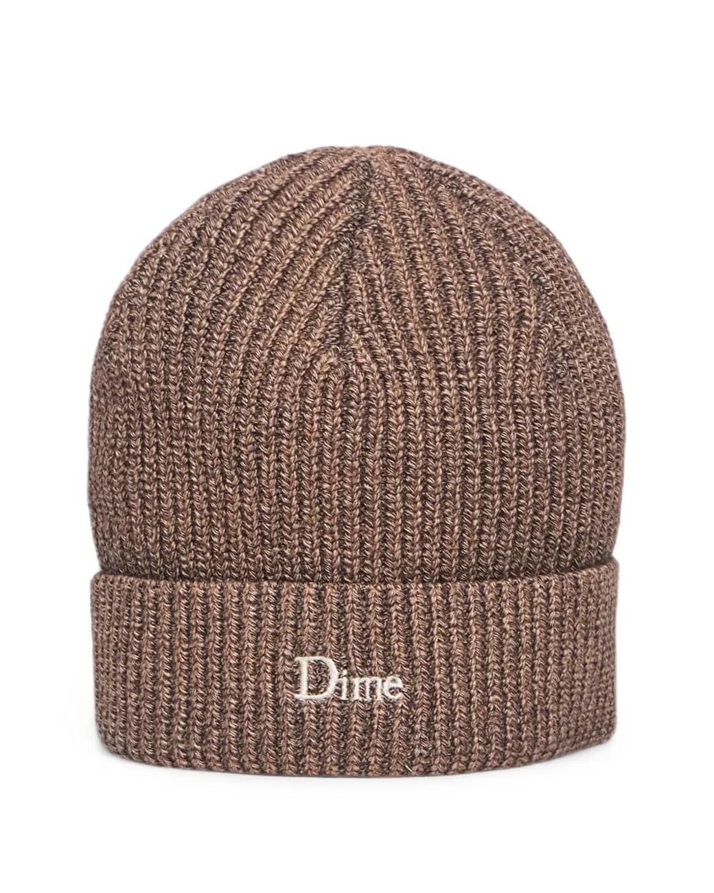 Dime Brown Ribbed Fold-Over Beanie Hat