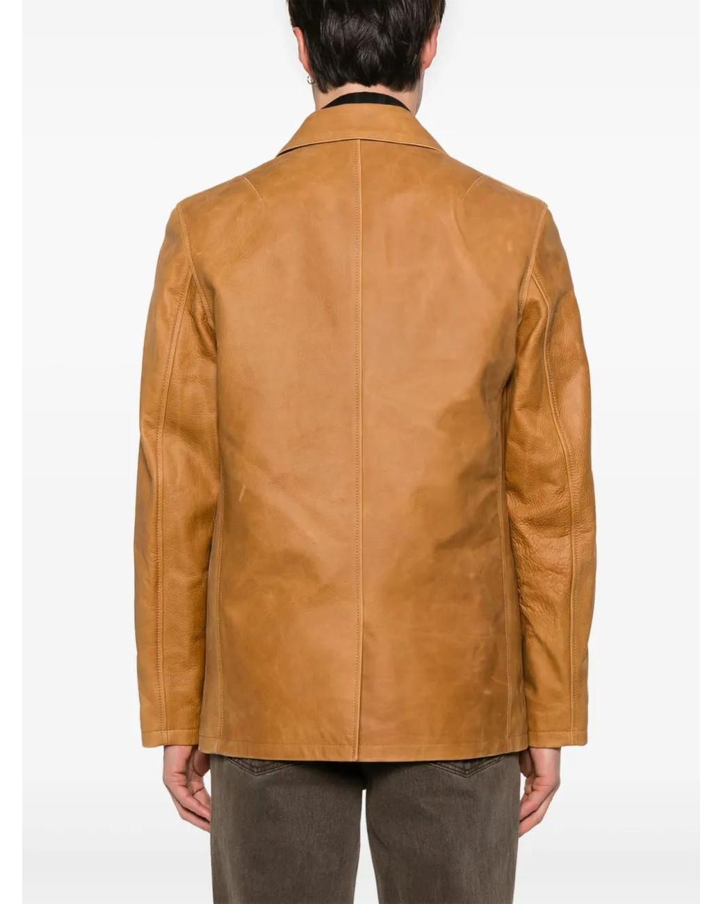 Our Legacy Brown Single-Breasted Leather Blazer for men