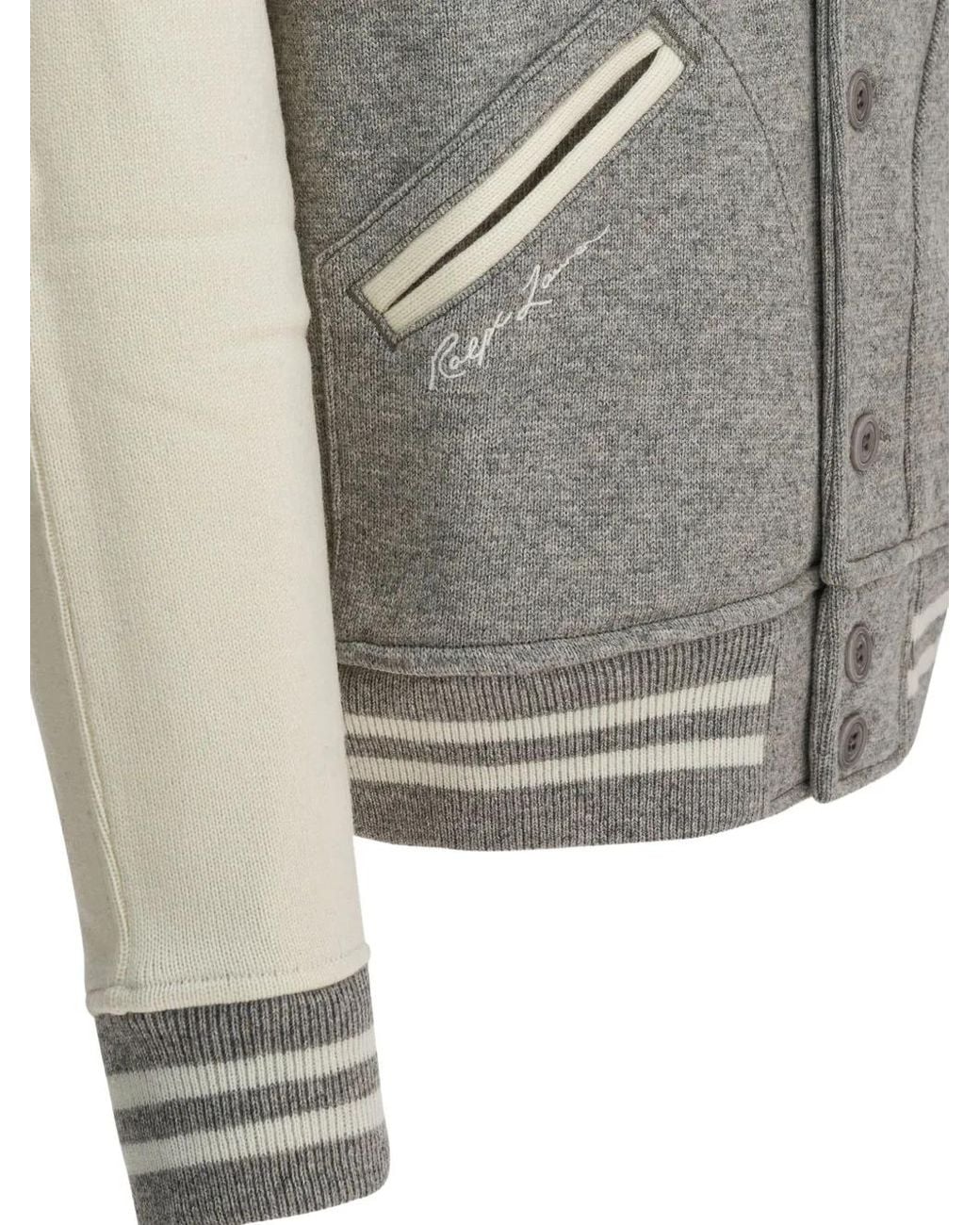 Polo Ralph Lauren Gray X New York Yankees Appliqués Buttoned Bomber Jacket for men