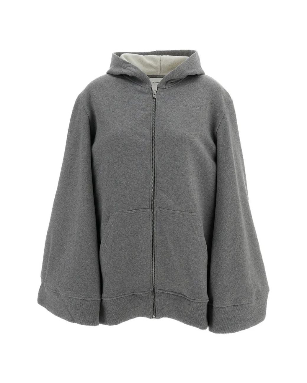 7 For All Mankind Gray Zip-Up Cotton Hoodie
