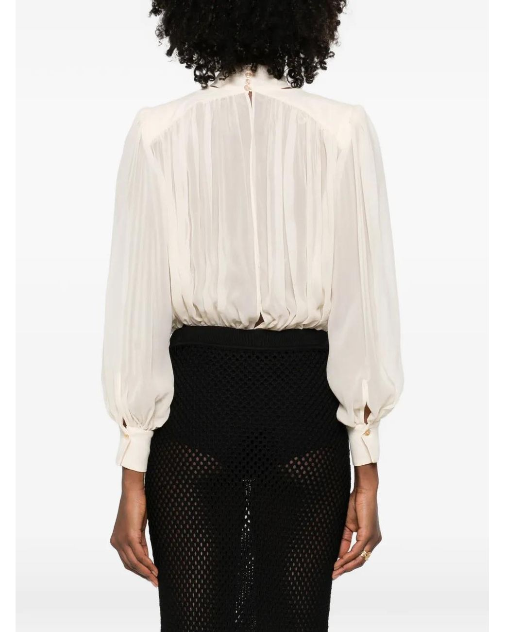 Elisabetta Franchi White Butter Silk Bodyshirt
