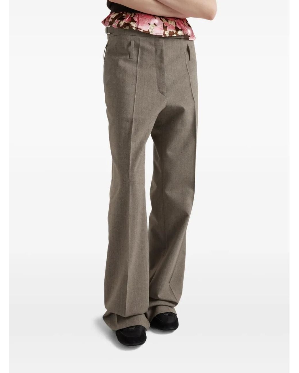 Prada Gray Belted Trousers
