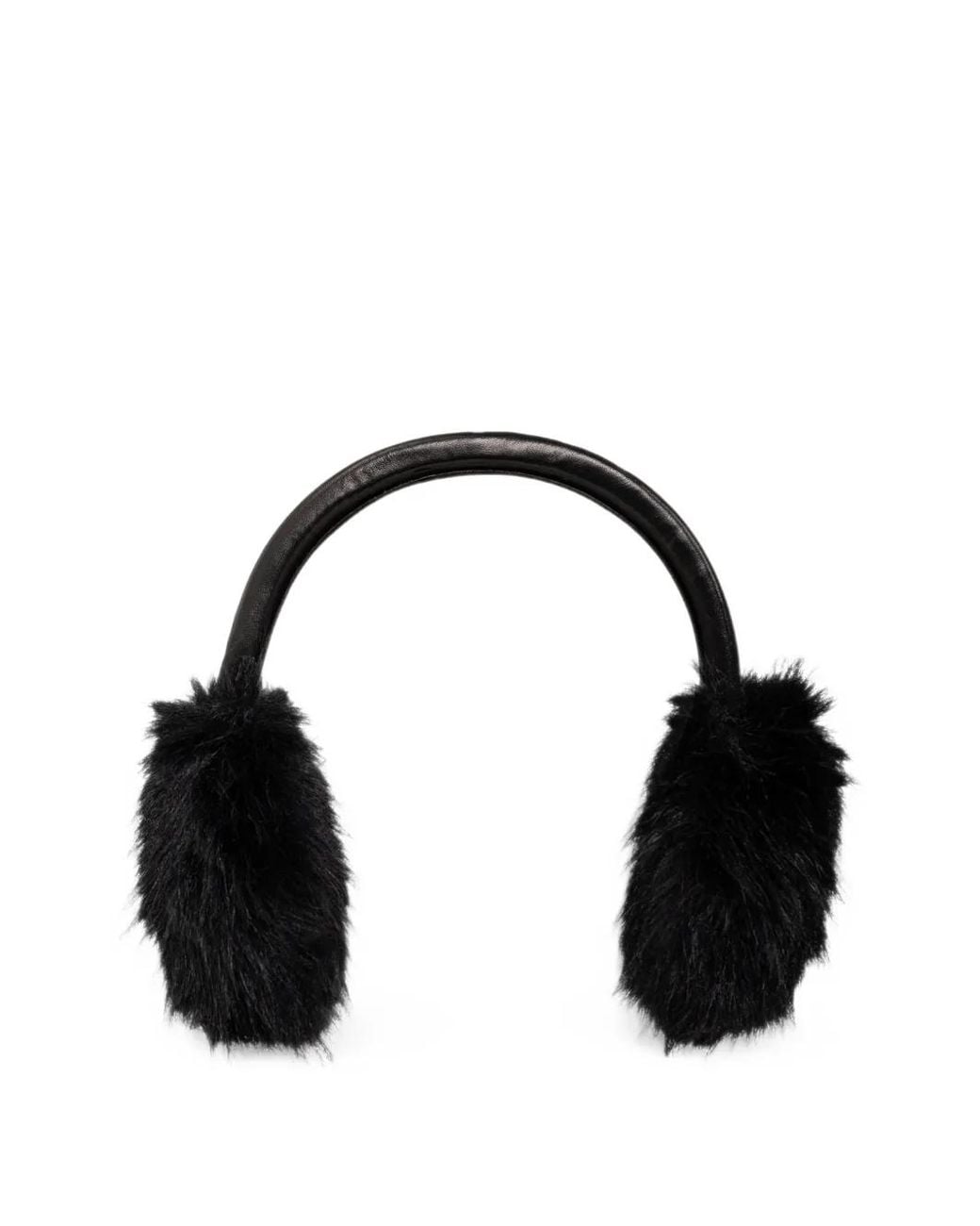 Balenciaga Black Logo-Print Leather Earmuffs