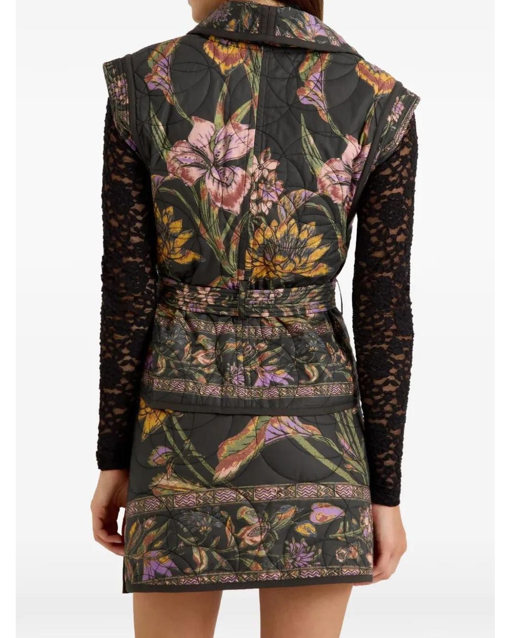 Marie Oliver Black Bowie Floral-Print Quilted Vest