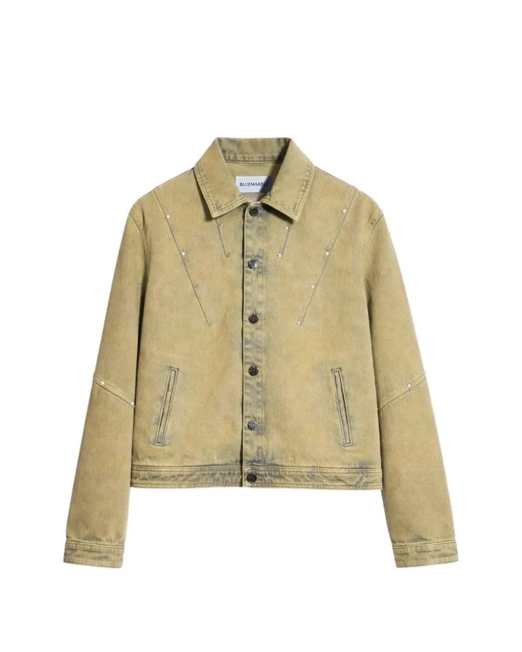 Bluemarble Metallic Stud-Embellished Stonewashed Denim Trucker Jacket