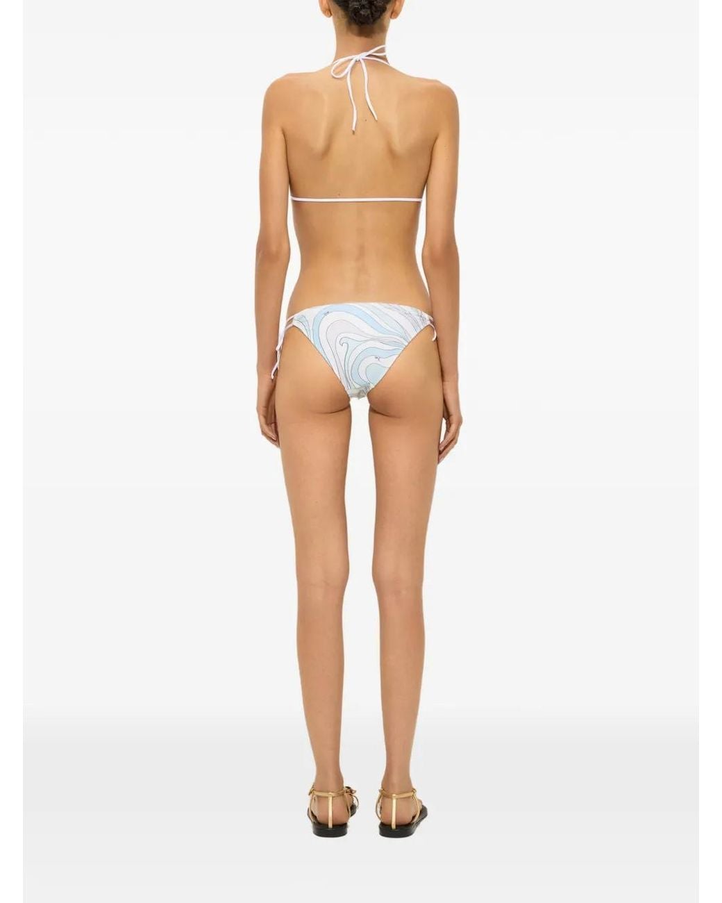 Emilio Pucci Blue Marmo-Print Bikini Top