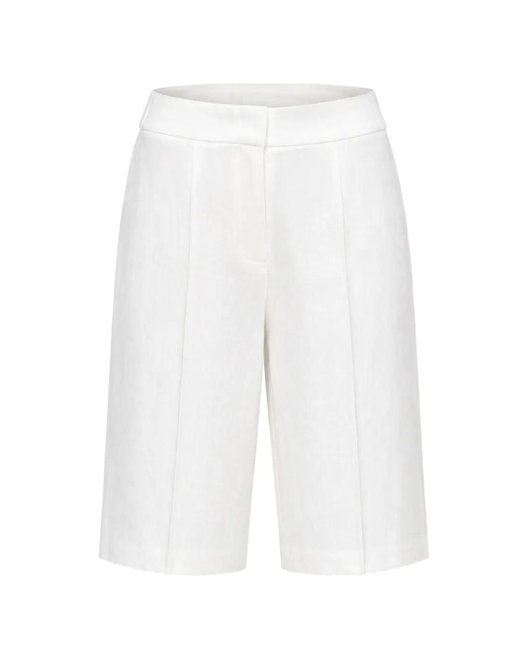 Boss White Short À Plis Marqués