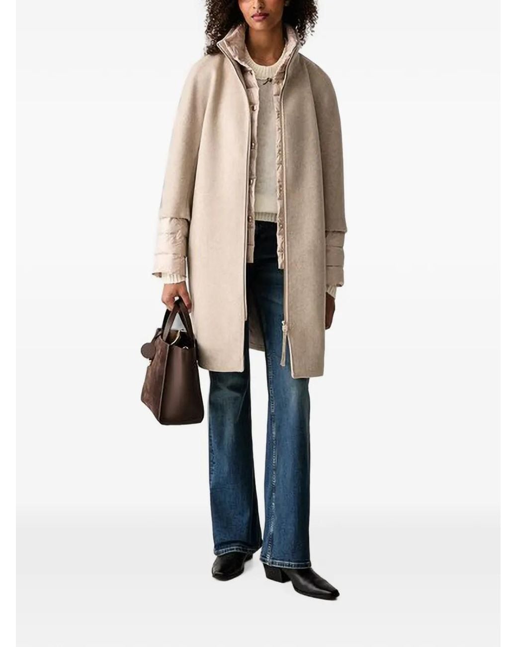 Joop! Natural Layered Zip-Up Coat