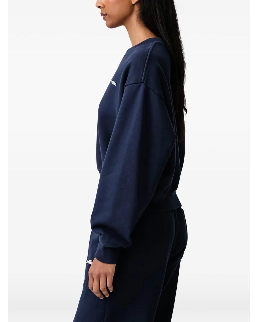 Sporty & Rich Blue Logo-Print Cropped Sweatshirt