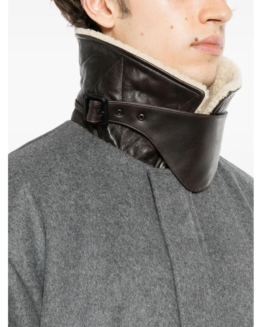 Ssstein Gray Mouton-Collar Padded Jacket