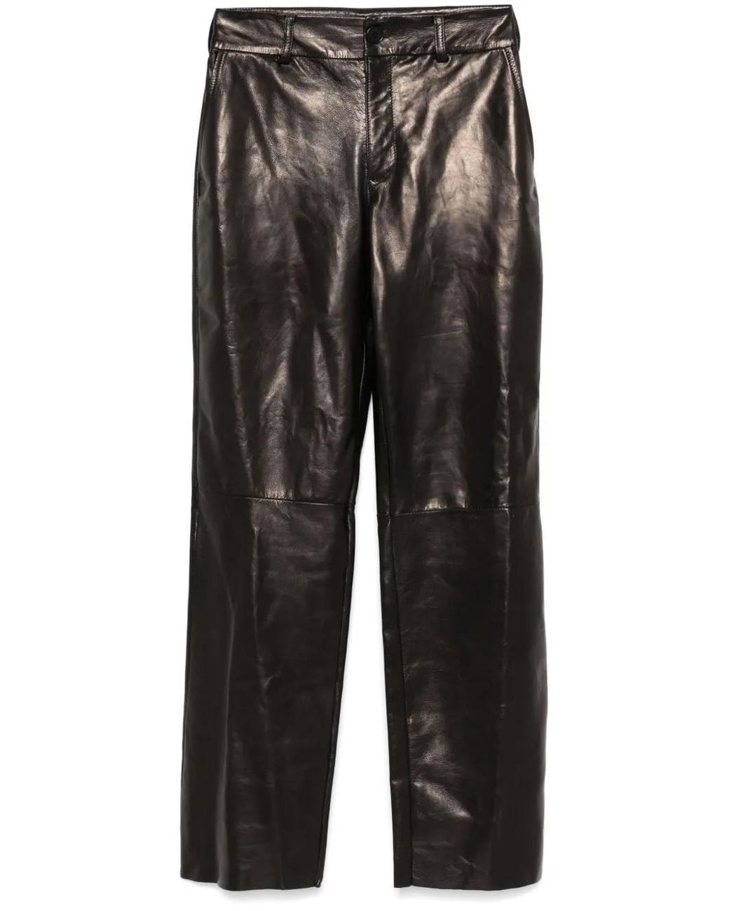 Salvatore Santoro Gray Leather Trousers