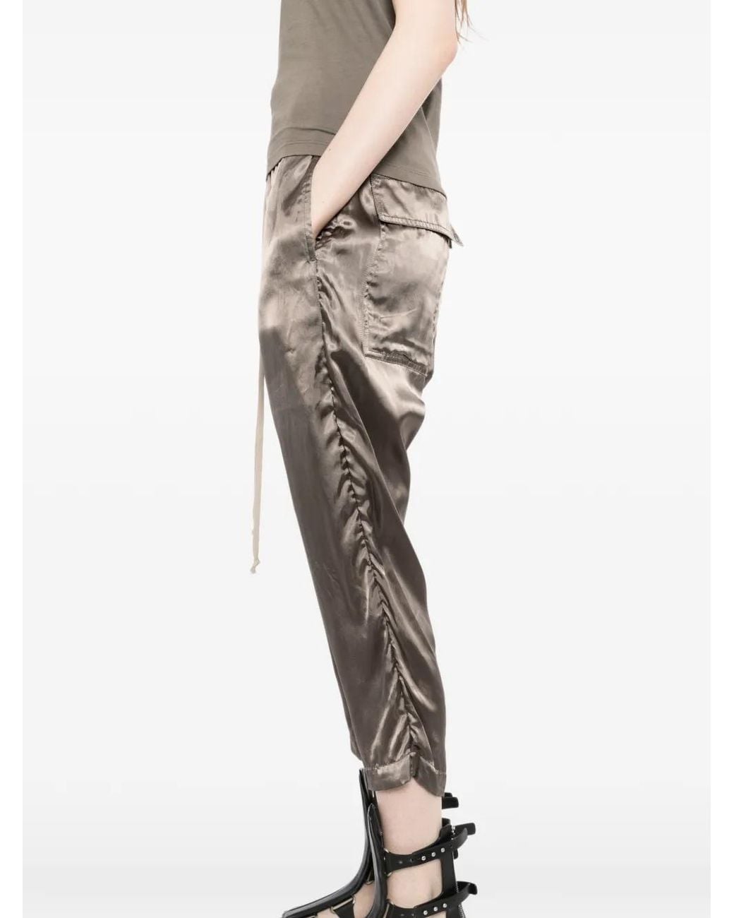 Rick Owens Natural Drawstring Astaire Dust Wool Pants