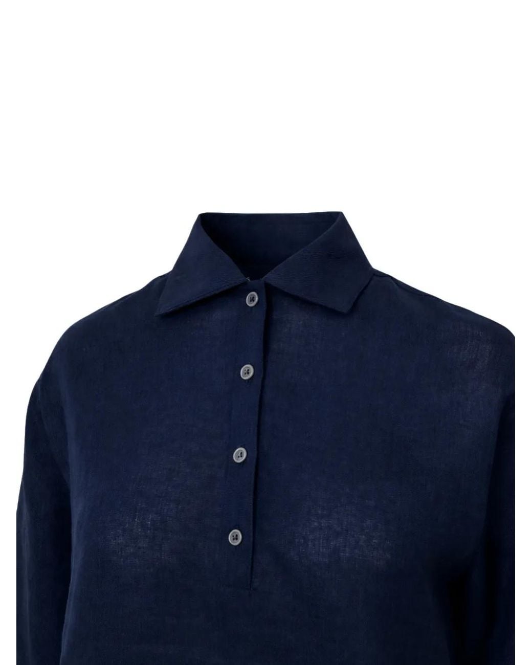 Gran Sasso Blue Collared Shirt