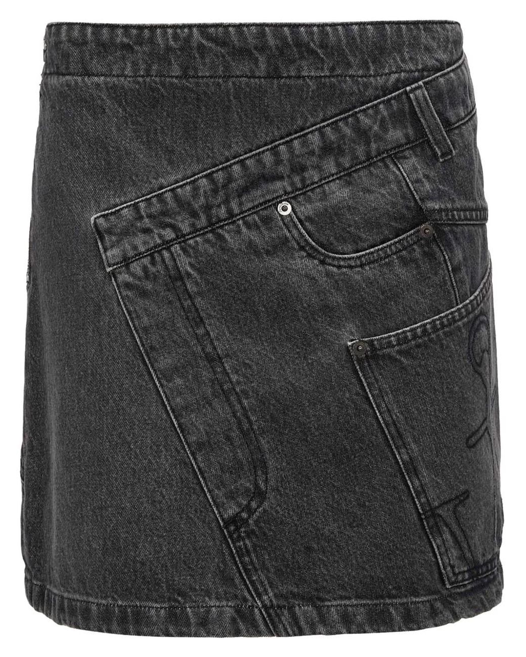 J.W. Anderson Black Twisted Denim Mini Skirt
