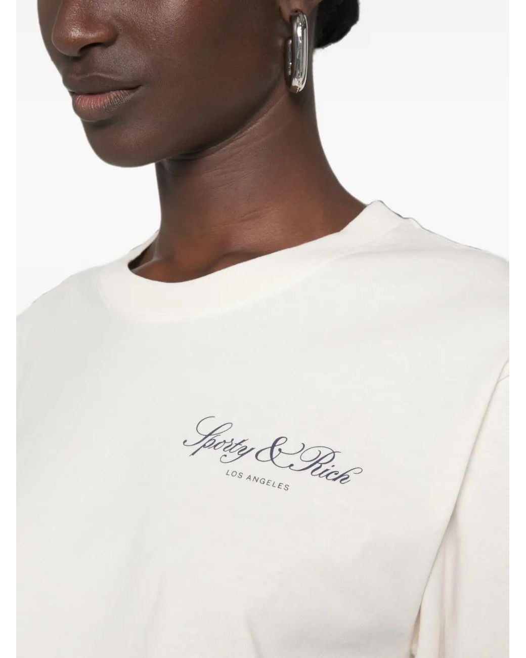 Sporty & Rich White Logo-Print T-Shirt