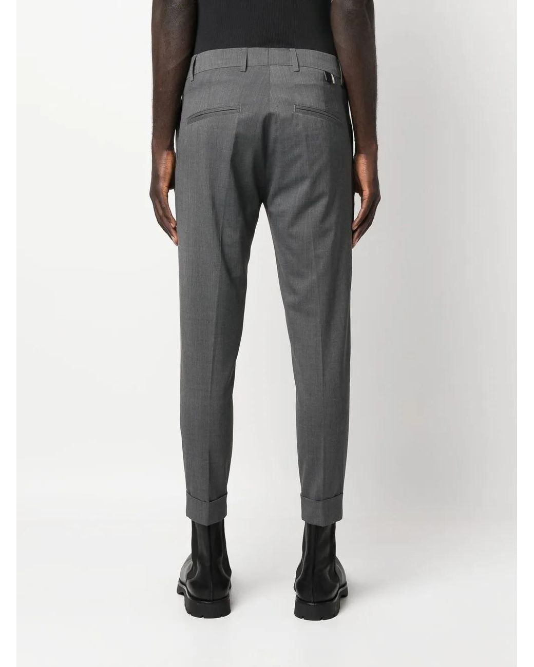 Low Brand Gray Melange-Effect Tailored Trousers for men