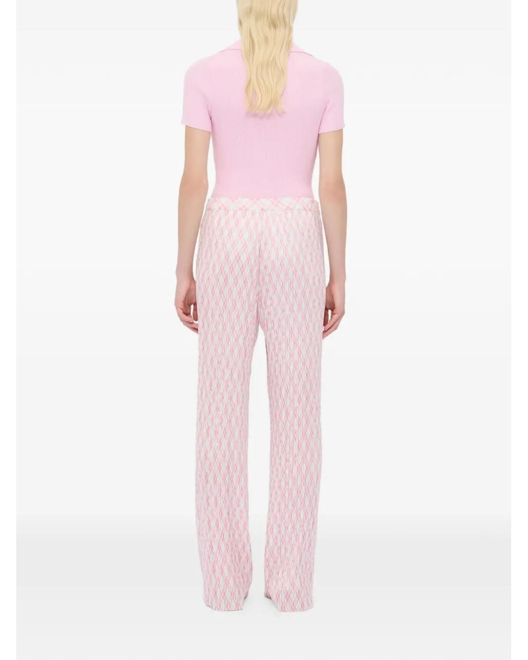 Pantalones A Cuadros Con Pinzas MSGM de color Pink