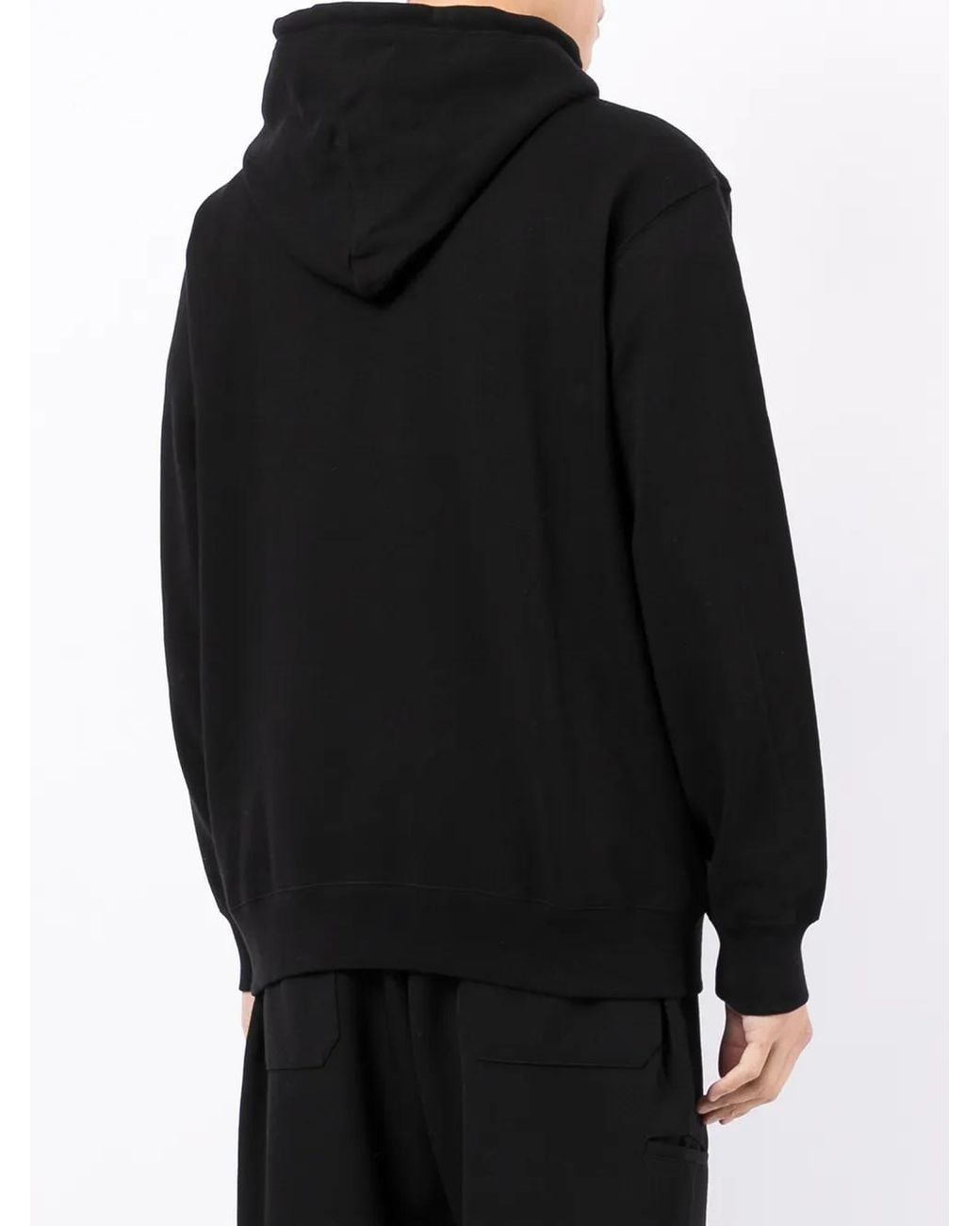 Yohji Yamamoto Black Logo-Print Hoodie for men