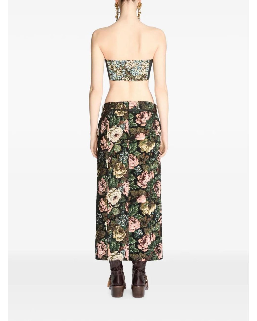 Dries Van Noten Green Floral Bandeau Top