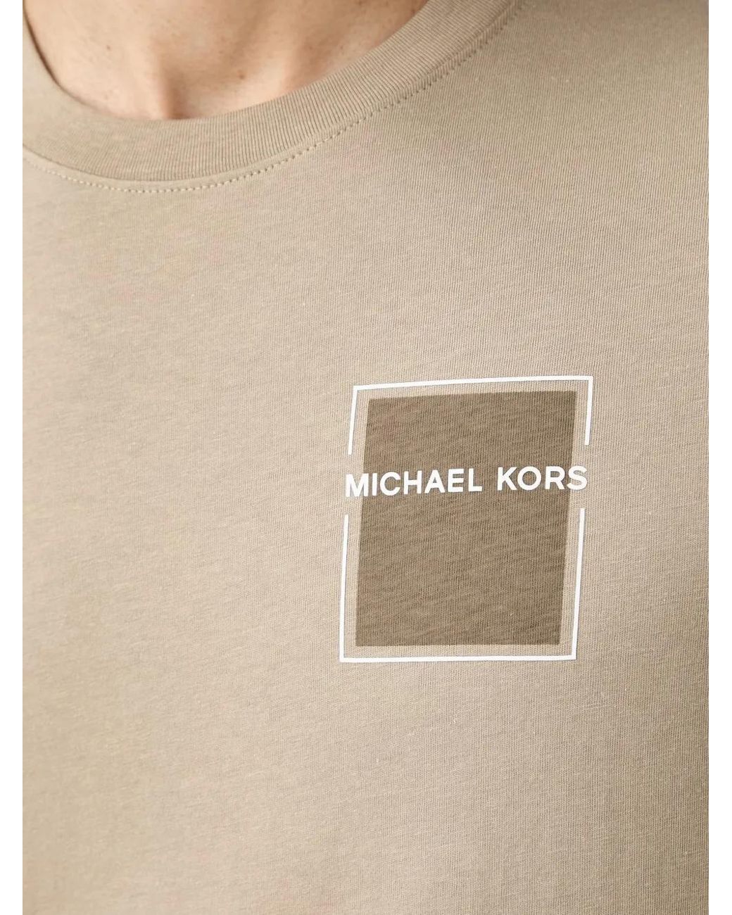 Michael Kors Natural Cotton T-Shirt With Graphic Logo for men