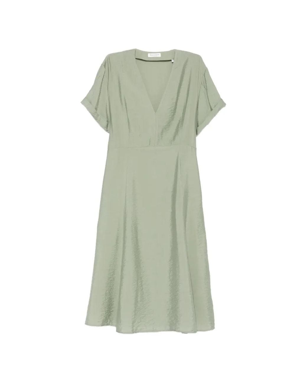 Marc O' Polo Green V-Neck Midi Dress