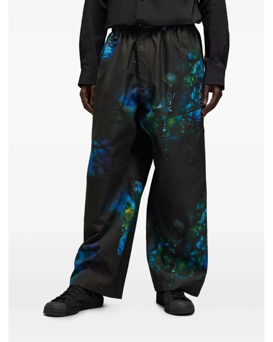 Y-3 Black Abstract-Print Track Pants for men