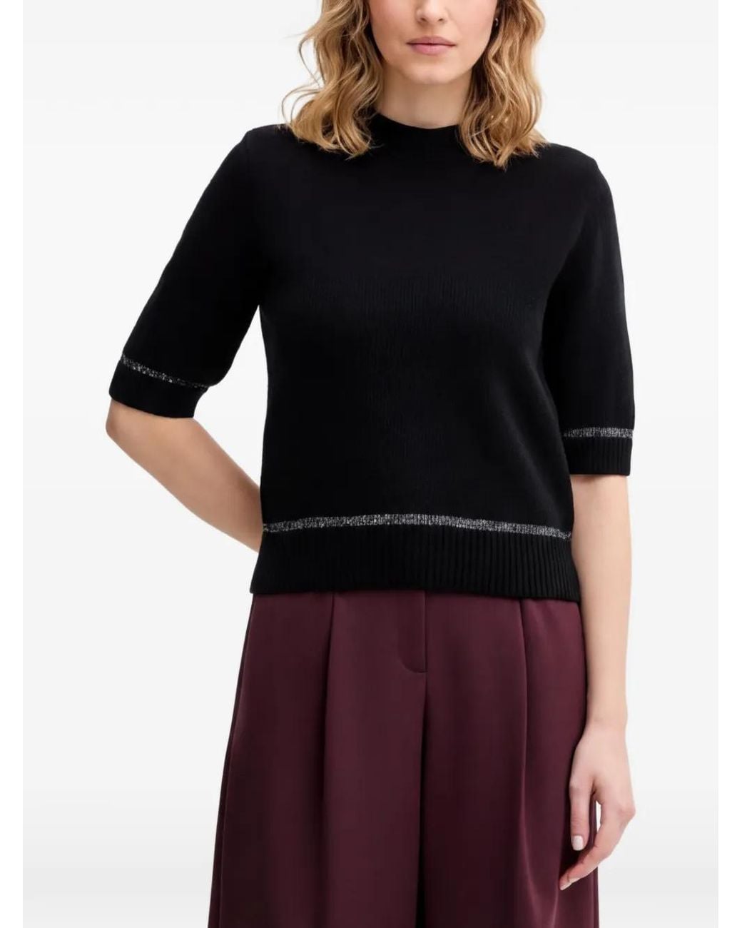 Benetton Black Short-Sleeve Sweater