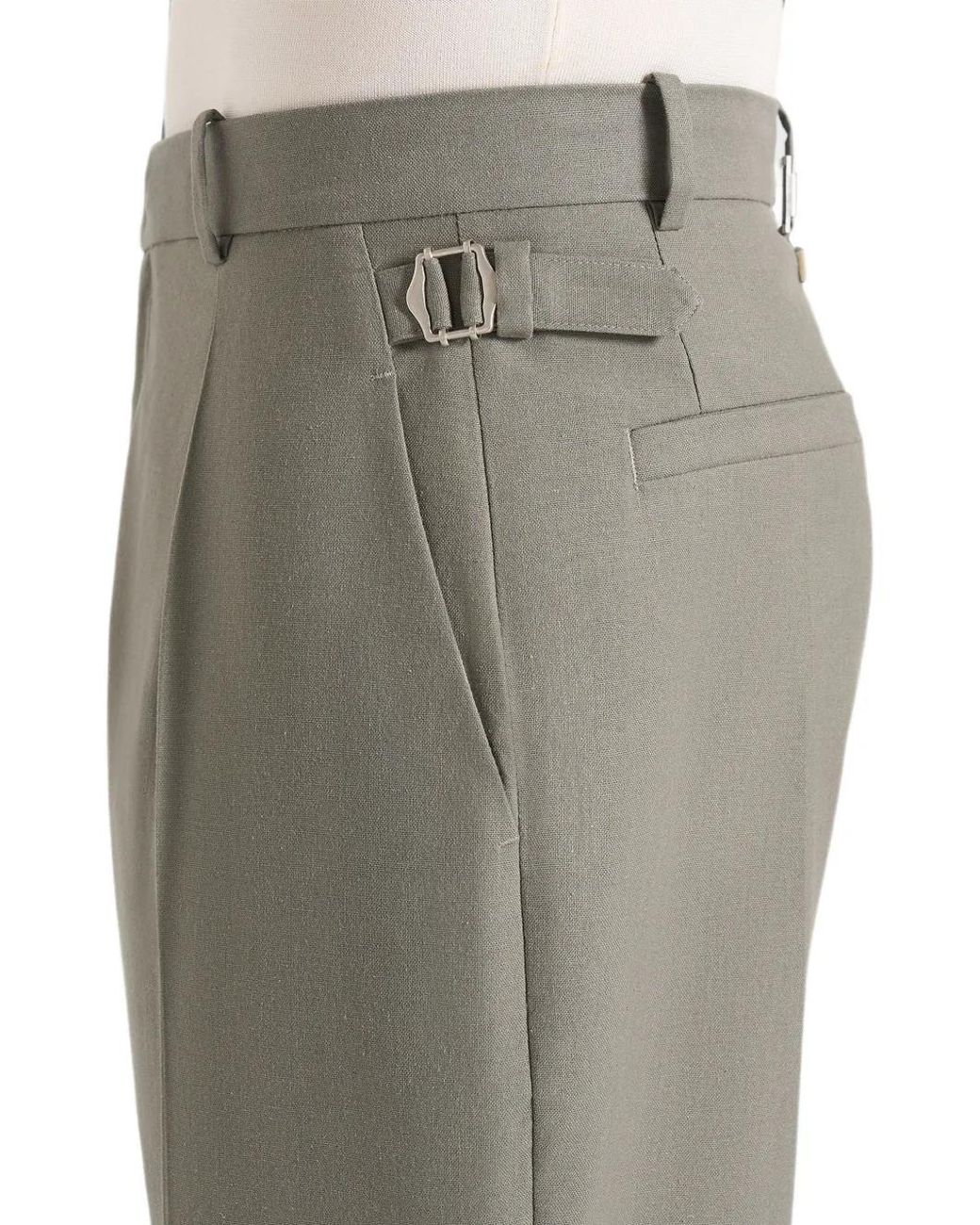 Manière De Voir Gray Dorian Pleated Linen Trousers for men