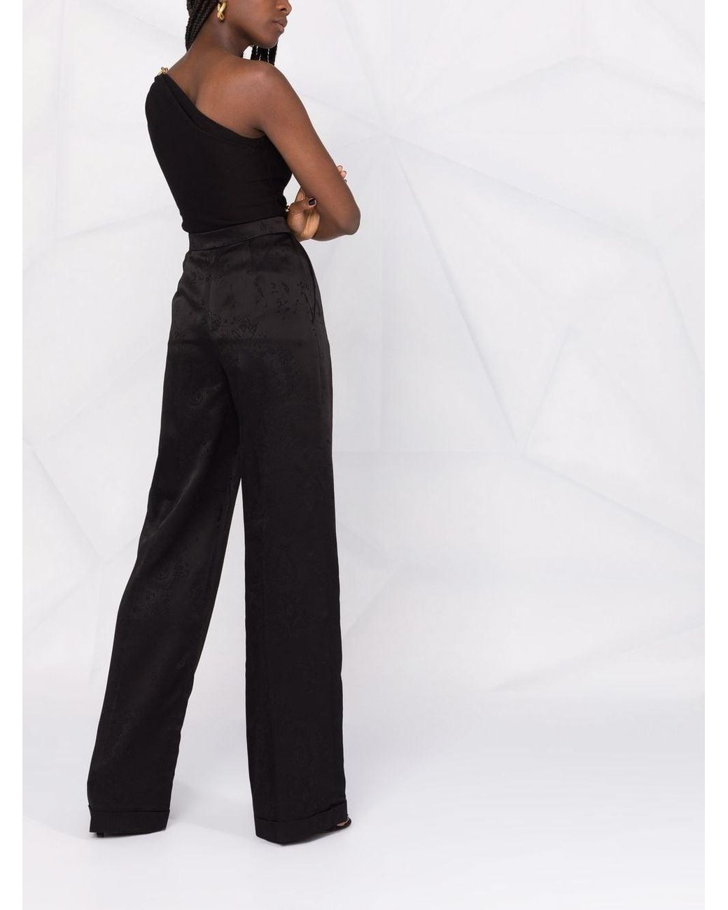 Saint Laurent Wool Baroque Jacquard Wide-leg Trousers in Black ...