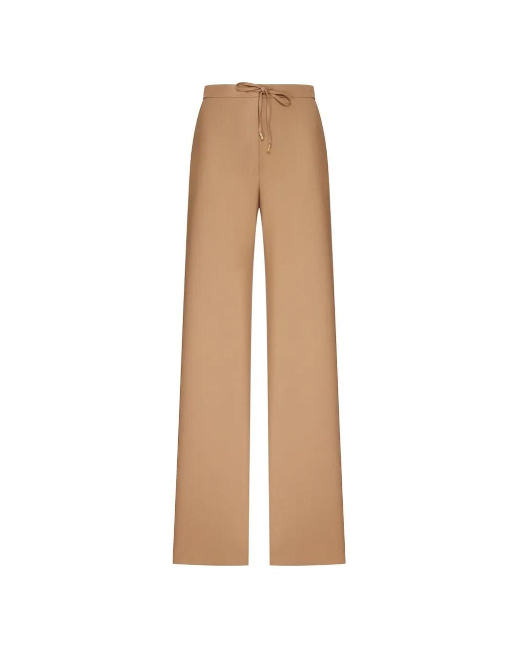 Max Mara Natural Drawstring Wool Trousers