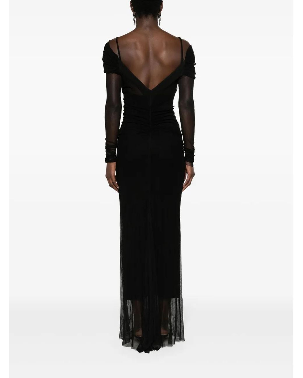 Christopher Esber Black Veiled Silk Maxi Dress