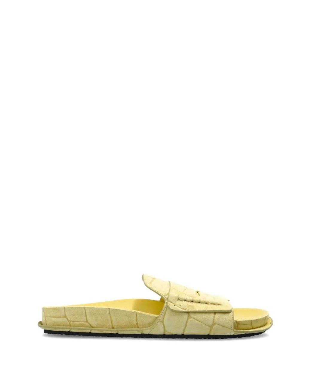 Jacquemus Yellow Croc-Effect Leather Flat Sandals