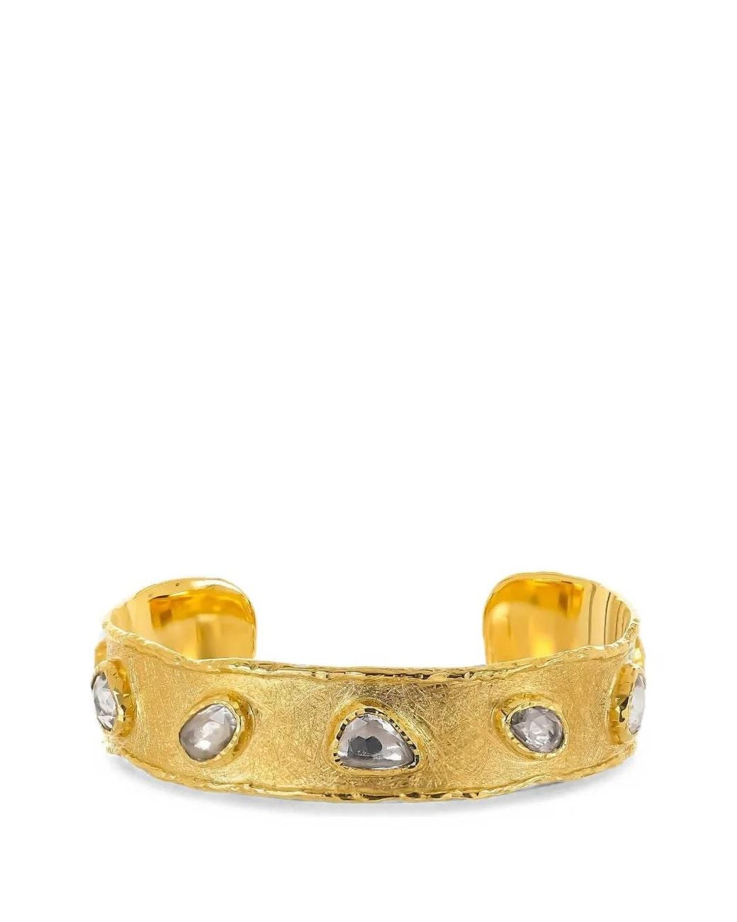 Victor Velyan Metallic Embellished Sapphire Cuff Bracelet