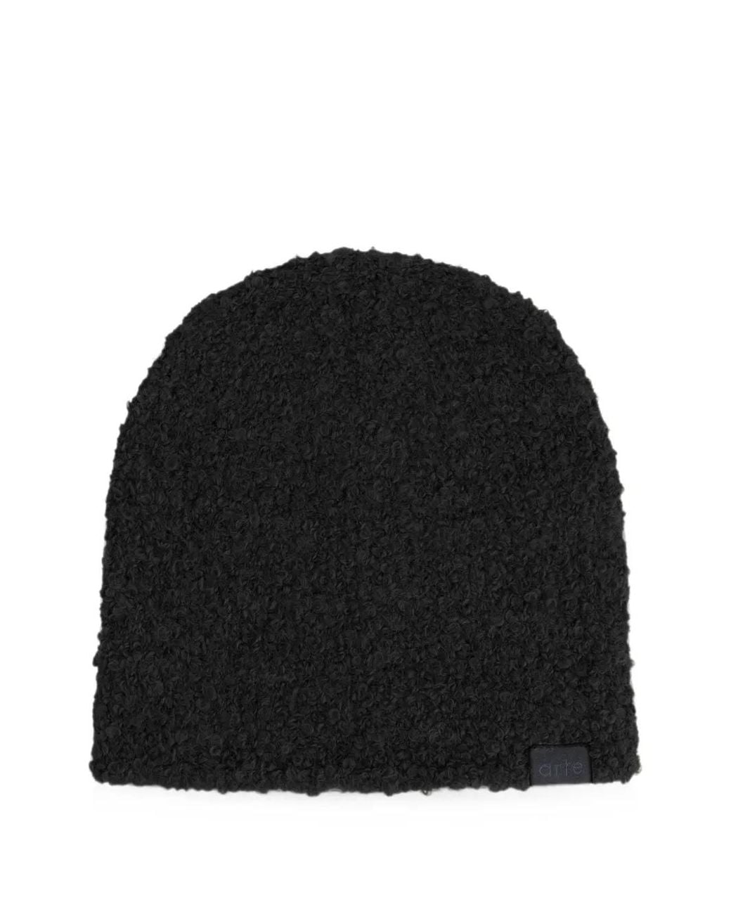 Arte' Black Bouclé-Texture Beanie Hat for men