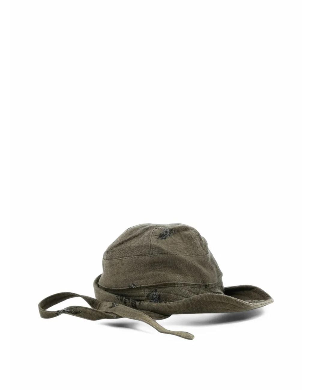 Ziggy Chen Green Hybrid Distressed-Effect Bucket Hat for men