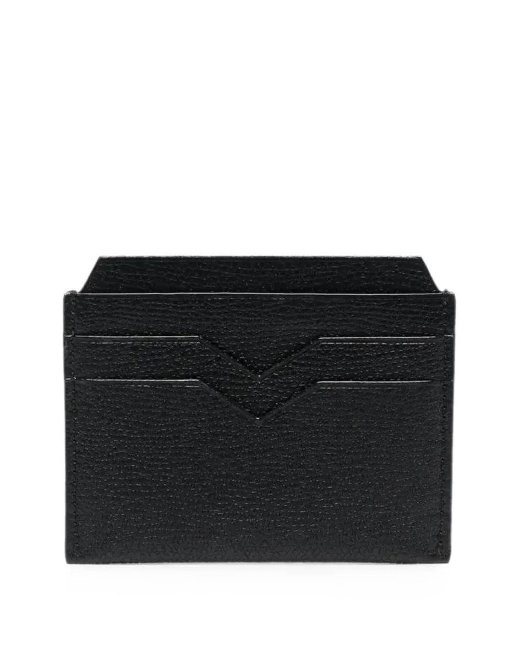 Valextra Black 4Cc Leather Cardholder